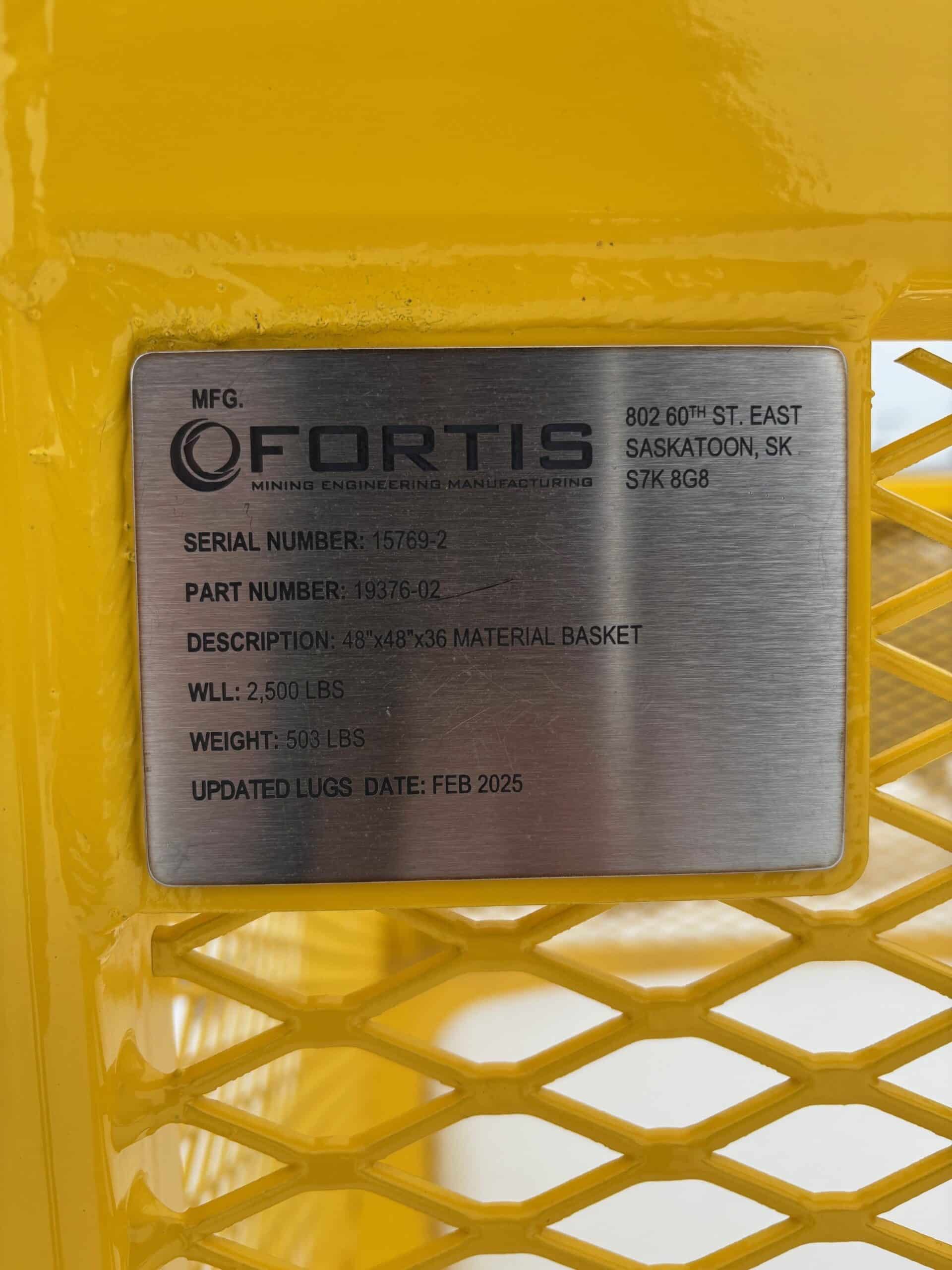 Material Handling Basket - 48" x 48" x 36" - 2,500 lbs WLL - Image 6