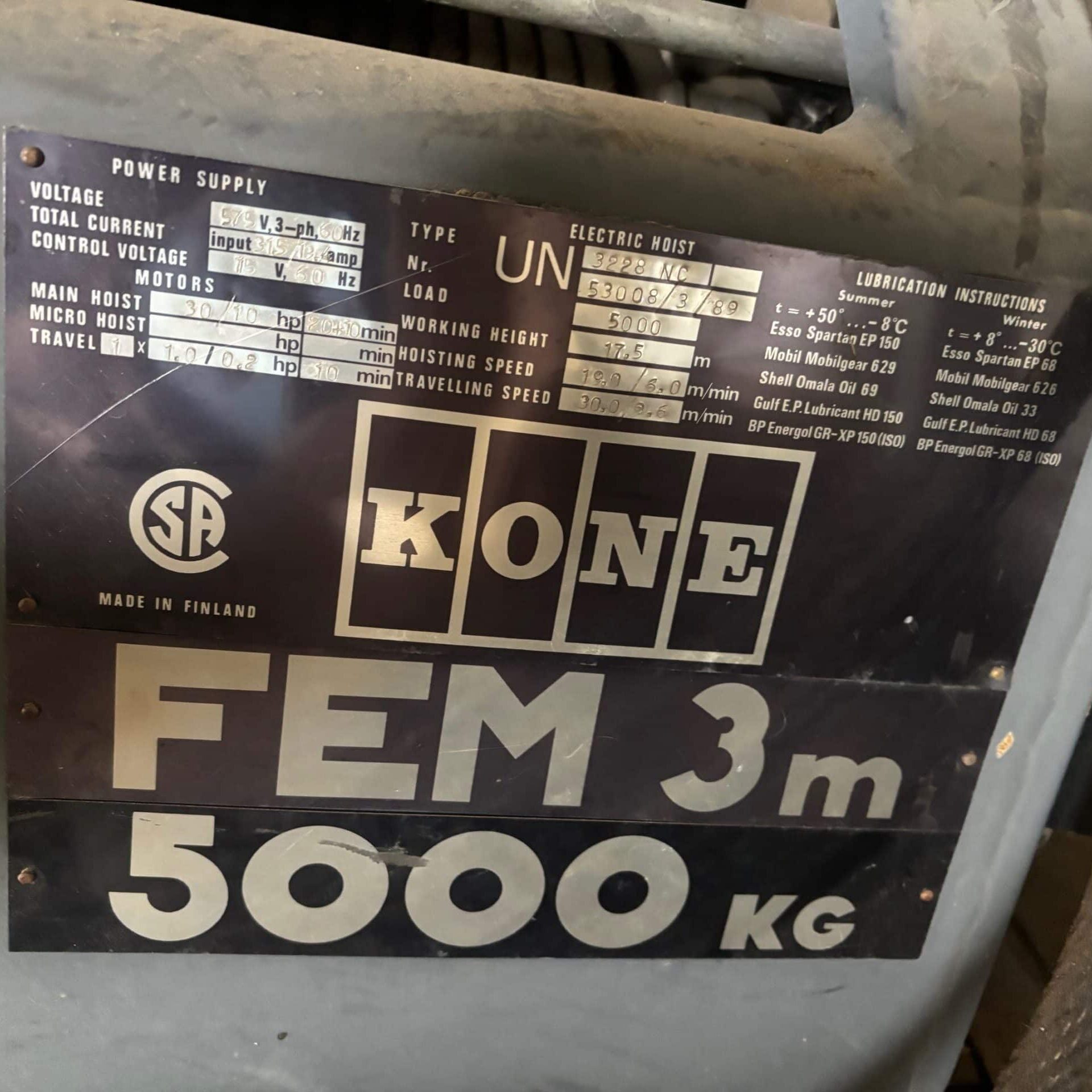 Kone FEM 3m 5000kg Overhead Crane - Image 4