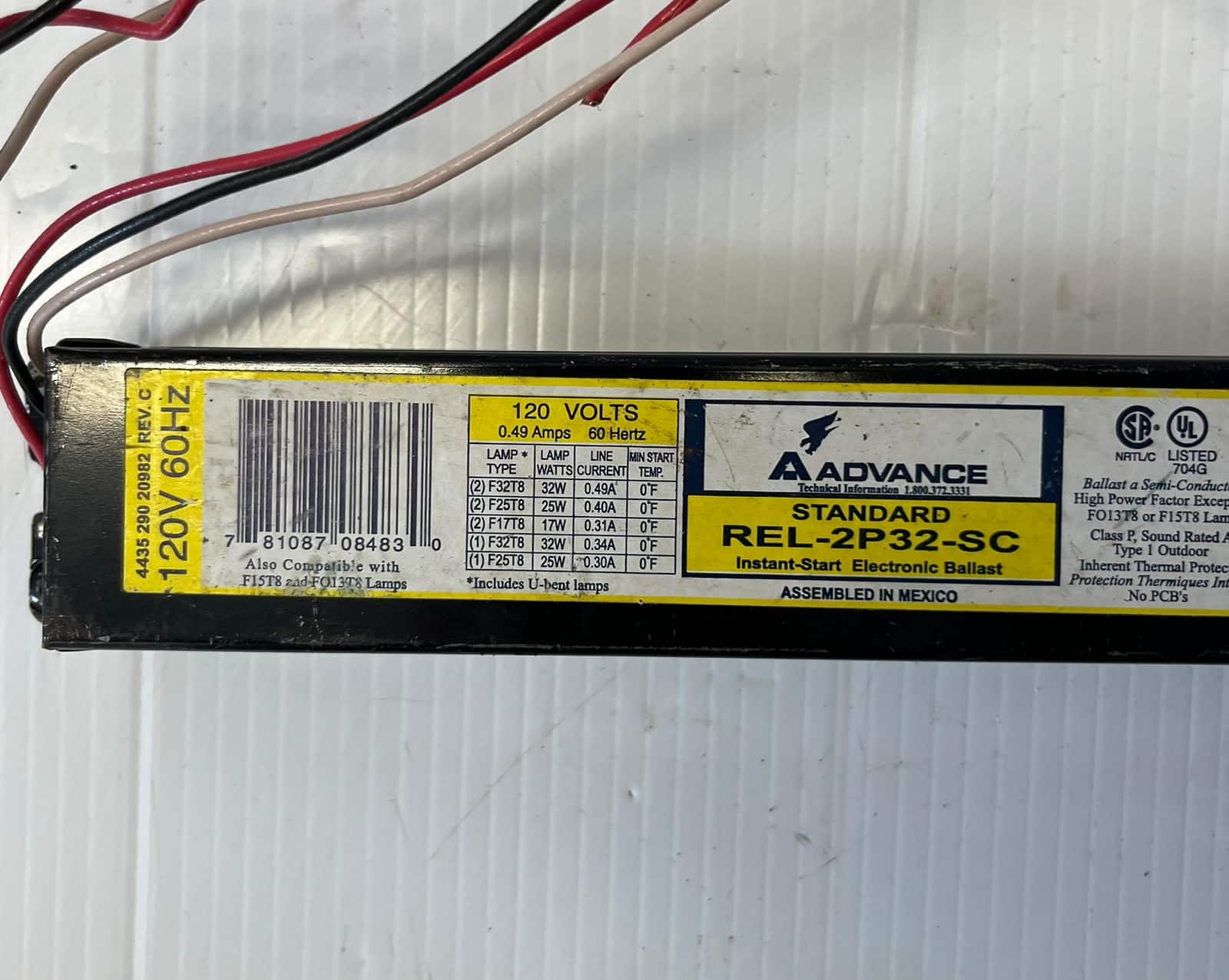 Advance Fluorescent Electronic Ballast #REL-2P32-SC - Image 2