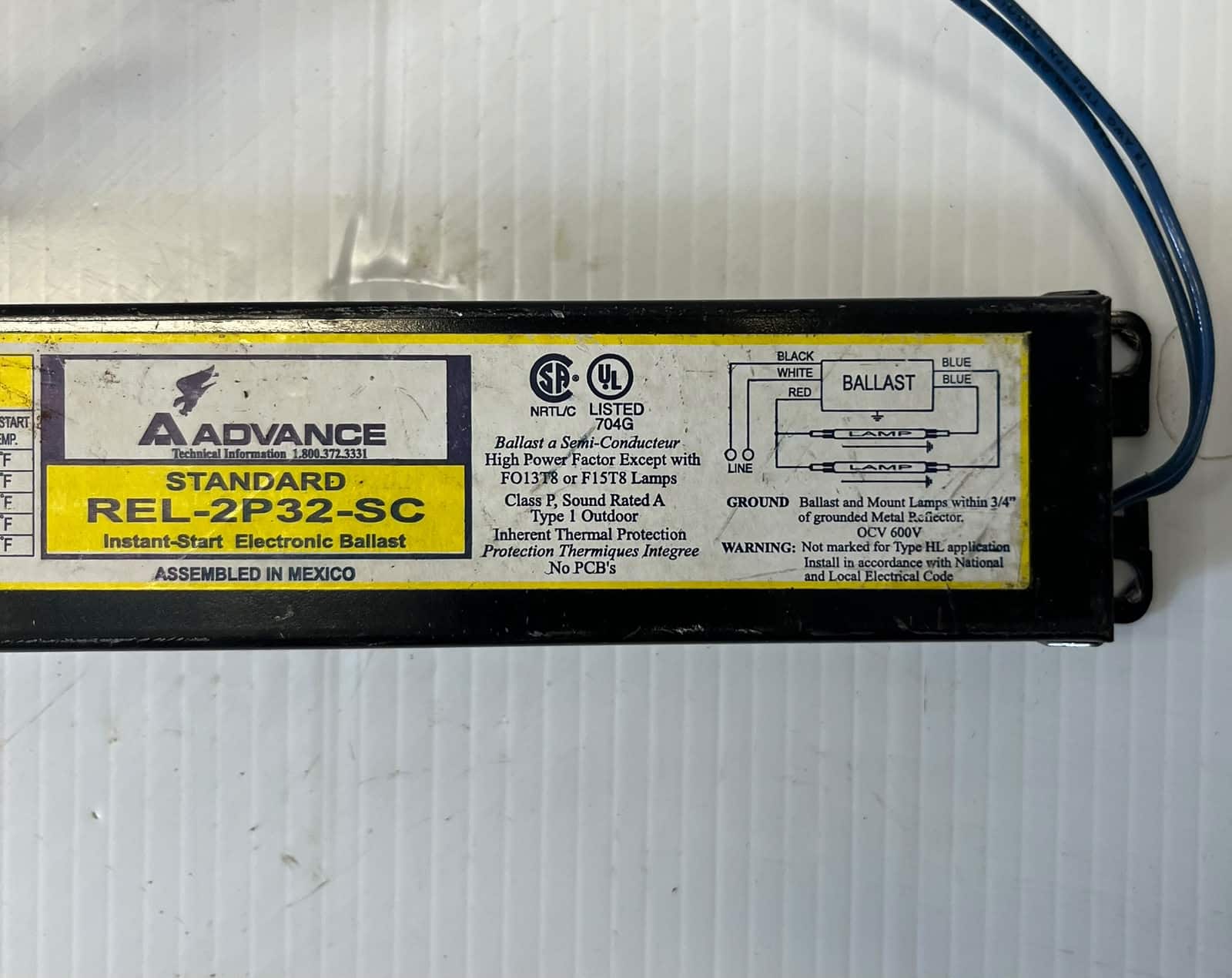 Advance Fluorescent Electronic Ballast #REL-2P32-SC - Image 3